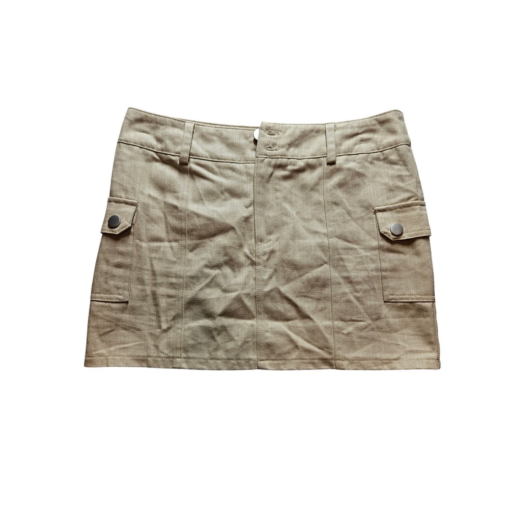 Paper Moon Khaki Tan Cargo Mini Skirt Y2K Utility Low Rise Size M NWT